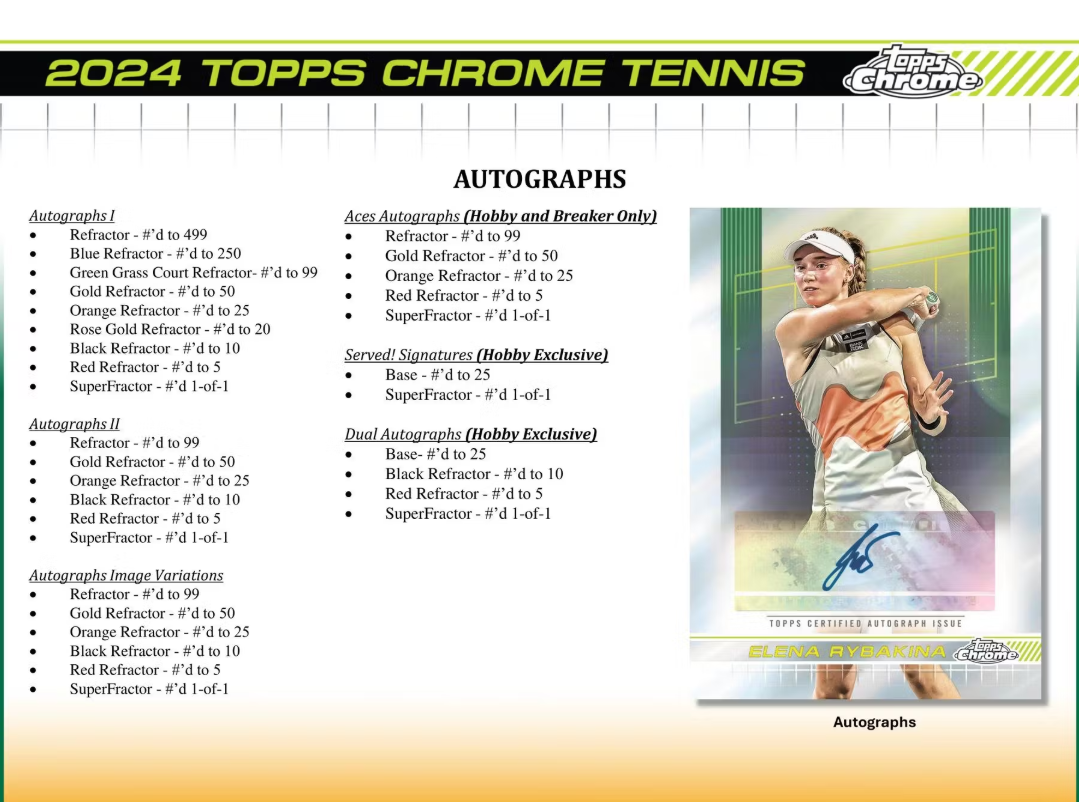 2024 Topps Chrome Cartes Tennis Blaster Box