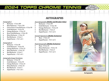 2024 Topps Chrome Cartes Tennis Blaster Box